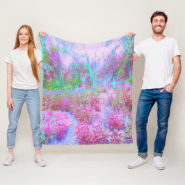 Impressionistischer Abstrakter Garten in Rosa und  Fleecedecke