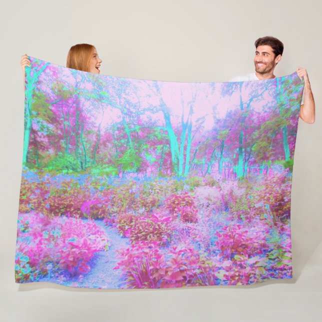 Impressionistischer Abstrakter Garten in Rosa und  Fleecedecke (Beispiel)
