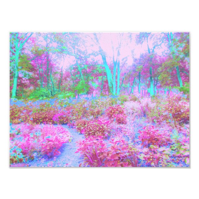 Impressionistischer Abstrakter Garten in Rosa und  Fotodruck (Vorne)