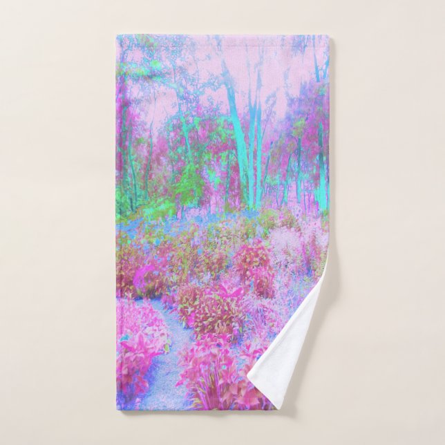 Impressionistischer Abstrakter Garten in Rosa und  Handtuch (Handtuch)