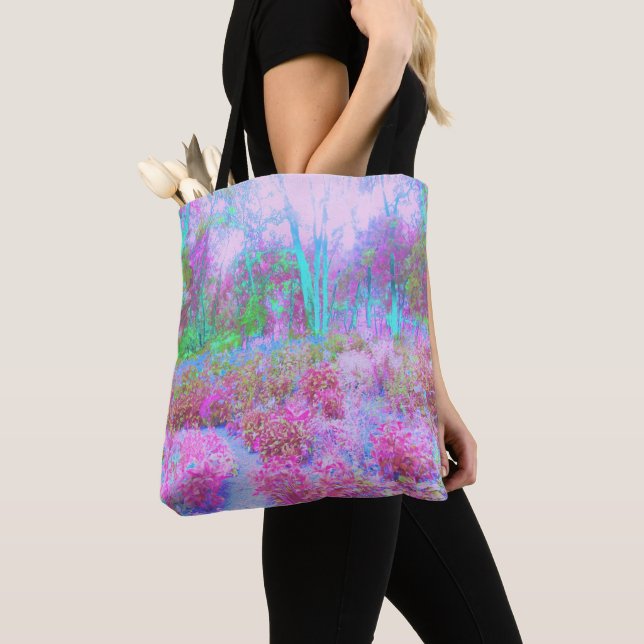 Impressionistischer Abstrakter Garten in Rosa und  Tasche (Von Nahem)