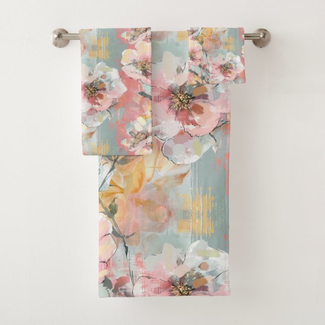 Impressionistischer Blumengarten ID1280 Badhandtuch Set (Insitu)