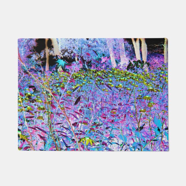 Impressionistischer Chartreuse und Aqua Garden Blu Fußmatte (Vorderseite)