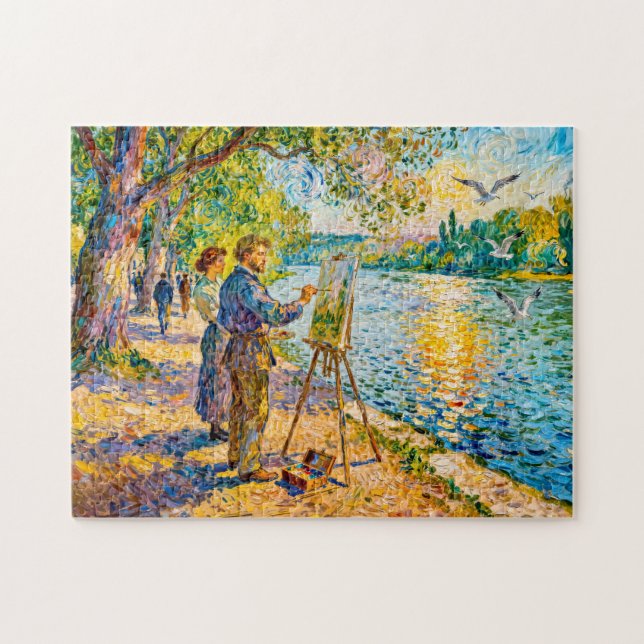Impressionistischer Flußufer-Maler Szene mit Park  (Horizontal)