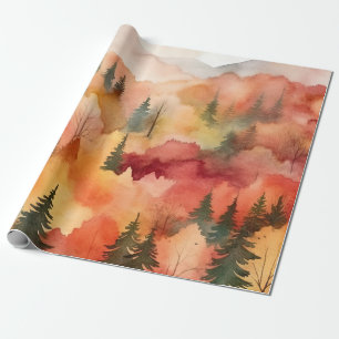 Impressionistischer goldener Wald Wasserfarbe Herb Geschenkpapier