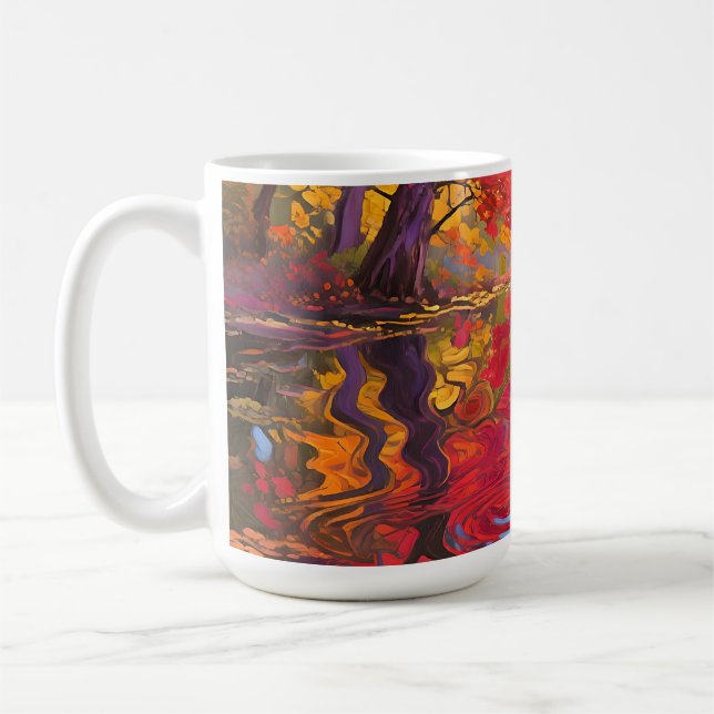 Impressionistischer Herbstreflexionsteich Kaffeetasse (Links)