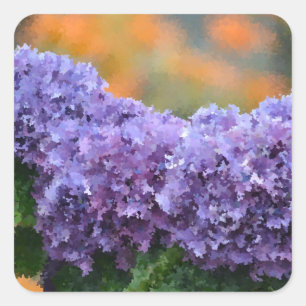 Impressionistischer Lila Hydrangea-Sticker Quadratischer Aufkleber