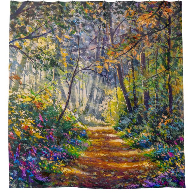 Impressionistischer Pfad: Sonnenwald Duschvorhang (Vorderseite)
