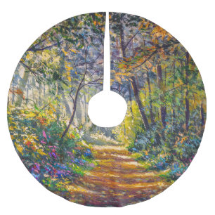 Impressionistischer Pfad: Sonnenwald Polyester Weihnachtsbaumdecke