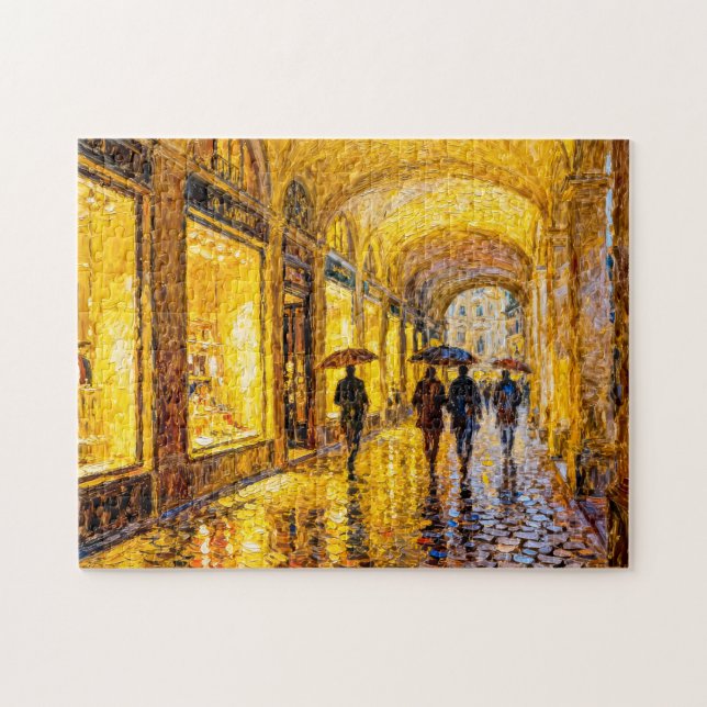 Impressionistischer regnerischer Stadtabend mit we (Horizontal)