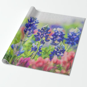 Impressionistisches Bluebonnet über das Papier "L Geschenkpapier