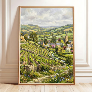 Impressionistisches Dorf-Landschaftswandbild Poster