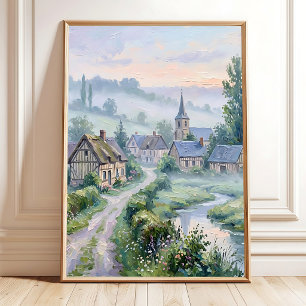Impressionistisches Dorf-Wandkunst-Leinwanddruck Poster