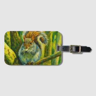 Impressionistisches Eichhörnchen in Forest Foliage Gepäckanhänger