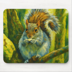 Impressionistisches Eichhörnchen in Forest Foliage Mousepad