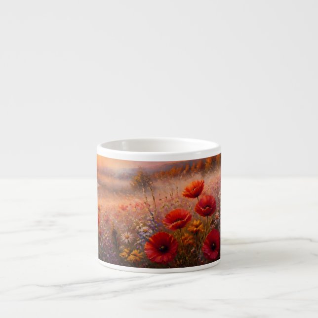 Impressionistisches Gemälde eines Mohnfeldes bei S Espressotasse (Vorderseite)