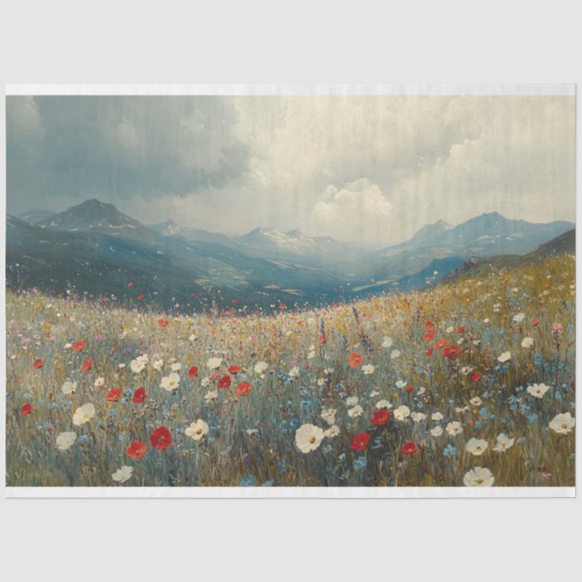 Impressionistisches Gemälde Wildblume Landschaft Seidenpapier (Vorderseite)
