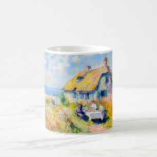Impressionistisches Haus am Meer – Küstenkunstbech Kaffeetasse
