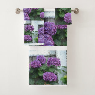 Impressionistisches Hydrangea Badhandtuch Set