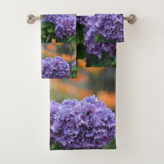 Impressionistisches Hydrangea Badhandtuch Set (Insitu)