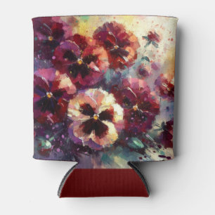 Impressionistisches Maroon Stiefmütterchen Blumeng Dosenkühler