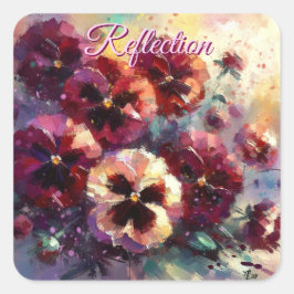 Impressionistisches Maroon Stiefmütterchen Blumeng Quadratischer Aufkleber