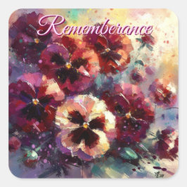 Impressionistisches Maroon Stiefmütterchen Blumeng Quadratischer Aufkleber