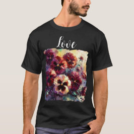 Impressionistisches Maroon Stiefmütterchen Blumeng T-Shirt