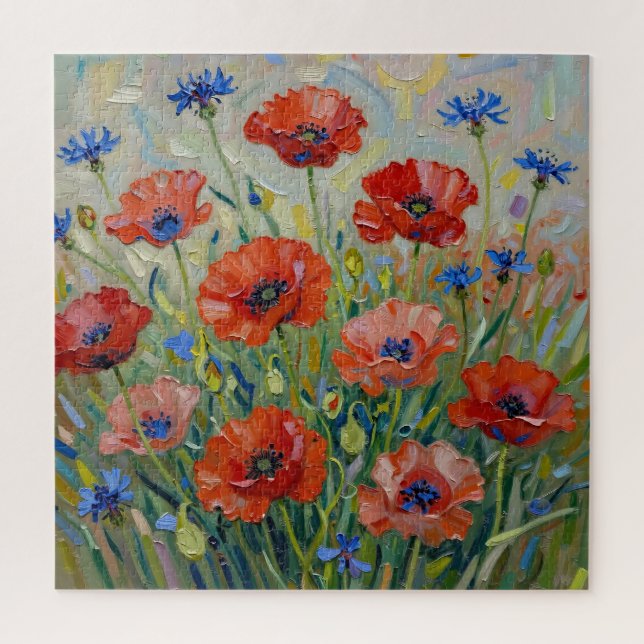 Impressionistisches rotes Mohnfeld (Vertikal)