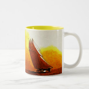 Impressionistisches Segelboot Atlantic Keramikbech Zweifarbige Tasse