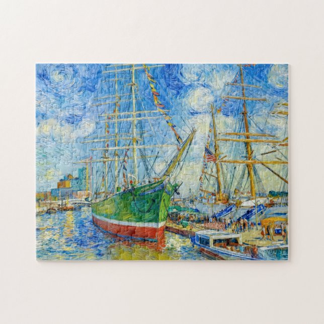 Impressionistisches Tall Ship im Hamburger Hafen m (Horizontal)