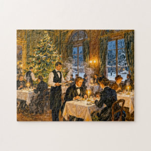 Impressionistisches Vintage-Weihnachtsessen in Ele