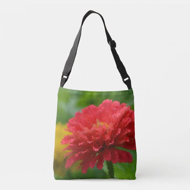Impressionistisches Zinnia Tragetaschen Mit Langen Trägern (Rückseite)
