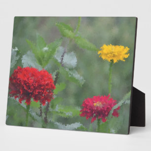 Impressionistisches Zinnias Fotoplatte