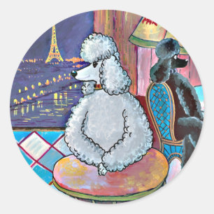 Impressionniste Art Poodles Paris Café Stickers B