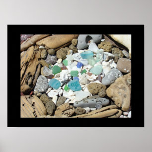 Impressions d'art de coquillages Verre de mer bleu