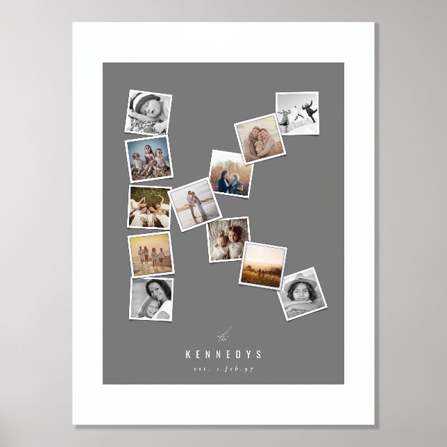 Impressions Dorure 12 Snapshot Photo Collage Nom de famille Monogramm (Recto)