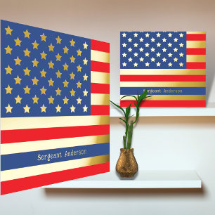 Impressions Dorure 12x12 Légère Ligne Bleue Police Loi US Drapeau VRA