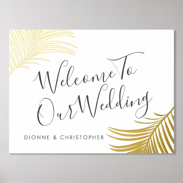 Impressions Dorure Affiche de bienvenue mariage Tropical Palm Gold (Recto)