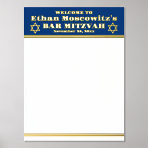 Impressions Dorure Affiche de signature de Bar Mitzvah en bleu marine