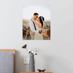 Impressions Dorure Amour   Affiche en feuille métallisée pour couple 