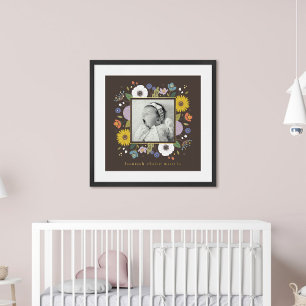 Impressions Dorure Brown Foil Floral Girl's Nursery Photo Art Imprime
