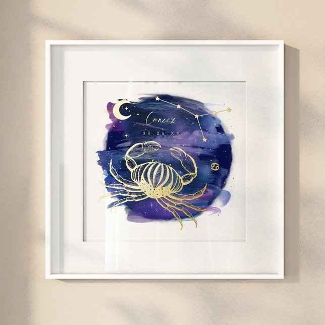 Impressions Dorure Cancer Crabe Signe de la date de naissance personn (Créateur téléchargé)
