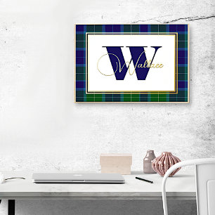 Impressions Dorure Clan Wallace Monogramme et nom sur Plaid