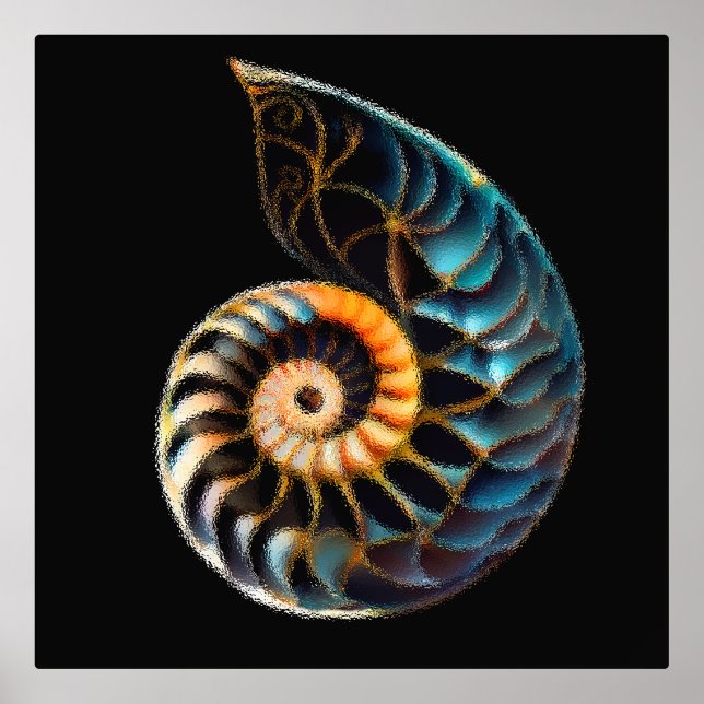 Impressions Dorure Dessin numérique de coque de Nautilus (Recto)