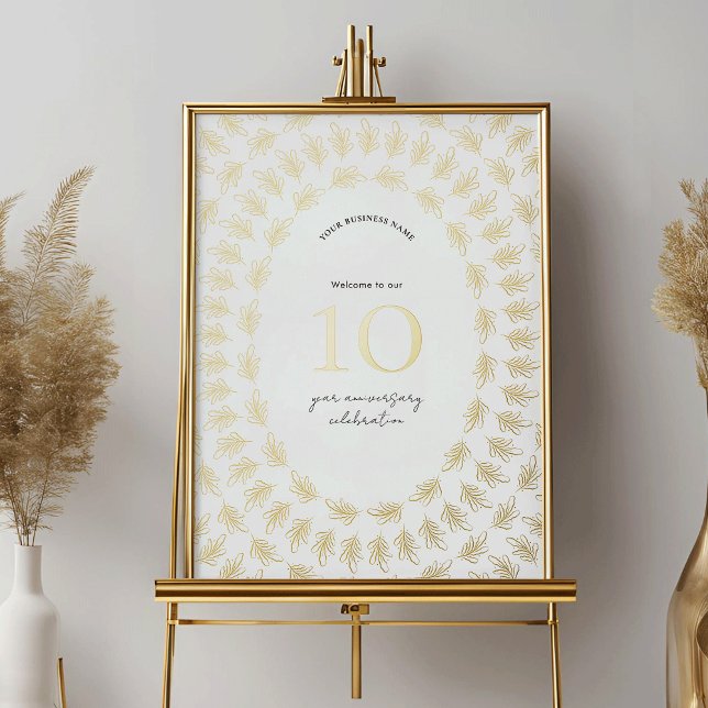 Impressions Dorure Élégant Événement de fête de l'anniversaire de l'e (Elegant gold foil business anniversary welcome print - place it in a frame and display as a sign)
