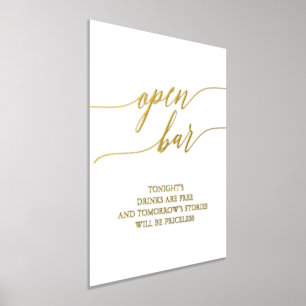 Impressions Dorure Elégant Gold Foil Calligraphy Mariage Open Bar