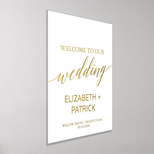 Impressions Dorure Elégant Mariage de calligraphie Gold Foil Bienvenu (Poser)