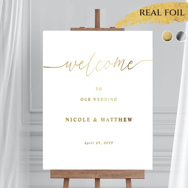 Impressions Dorure Élégant Mariage réel Foil Welcome Signal vertical (Créateur téléchargé)