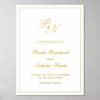 Élégant Monogramme Formal Or Mariage traditionnel